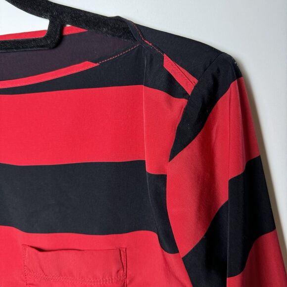 Gap Blouse Womens XS Red Navy Stripe Long Sleeve Lightweight Boat Neck Preppy - Picture 4 of 13